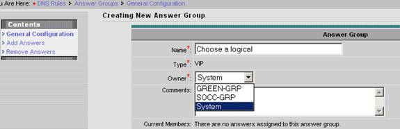 GSS create new answer group screenshot